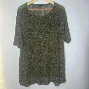 Eileen Fisher Organic Cotton Poly Slub Knitted Pullover Sweater Large